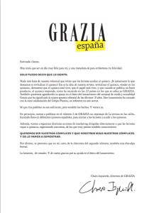 revista grazia disculpas