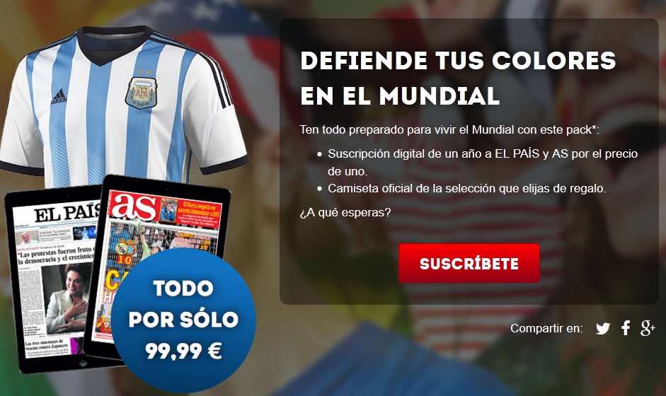 Prisa regala diarios con la venta de camisetas mundialistas: un año de ‘El País’ y ‘AS’ por 30 euros