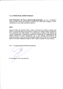 Comunicado al Sr. Paniagua