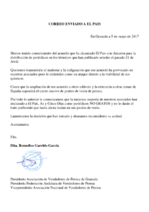 Comunicado oficial de los quiosqueros a Prisa: “El País”, “As” y “Cinco Días” periódicos NO GRATOS Comunicado oficial de los quiosqueros a Prisa: “El País”, “As” y “Cinco Días” periódicos NO GRATOS