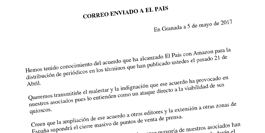 Comunicado oficial de los quiosqueros a Prisa: 